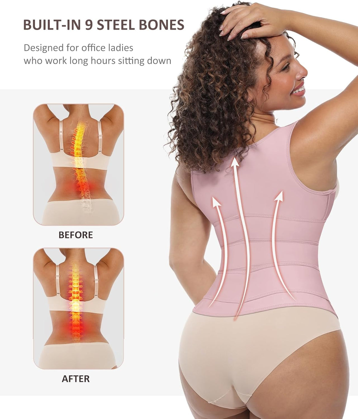 FeelinGirl Waist Trainer for Women Latex Waist Trainers Vest Plus Size Waist Cincher Corset 3 Belts