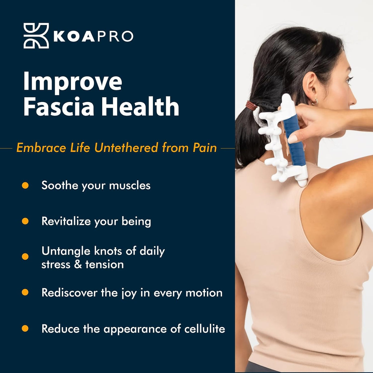 KOAPRO Fascia Massage Tool Blaster for Cellulite, Muscle Knots, Trigger Points - All-in-One Full
