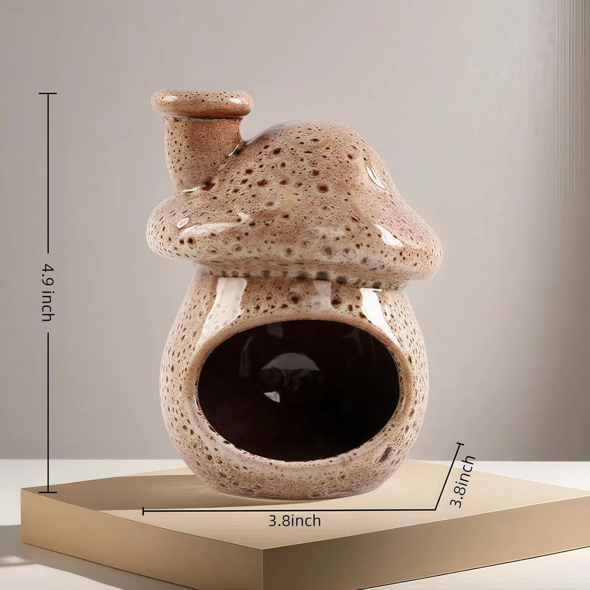 Mushroom Incense Holder, Brown Ceramic Palo Santo Holder Burner & Sage Holder - Mini Tabletop