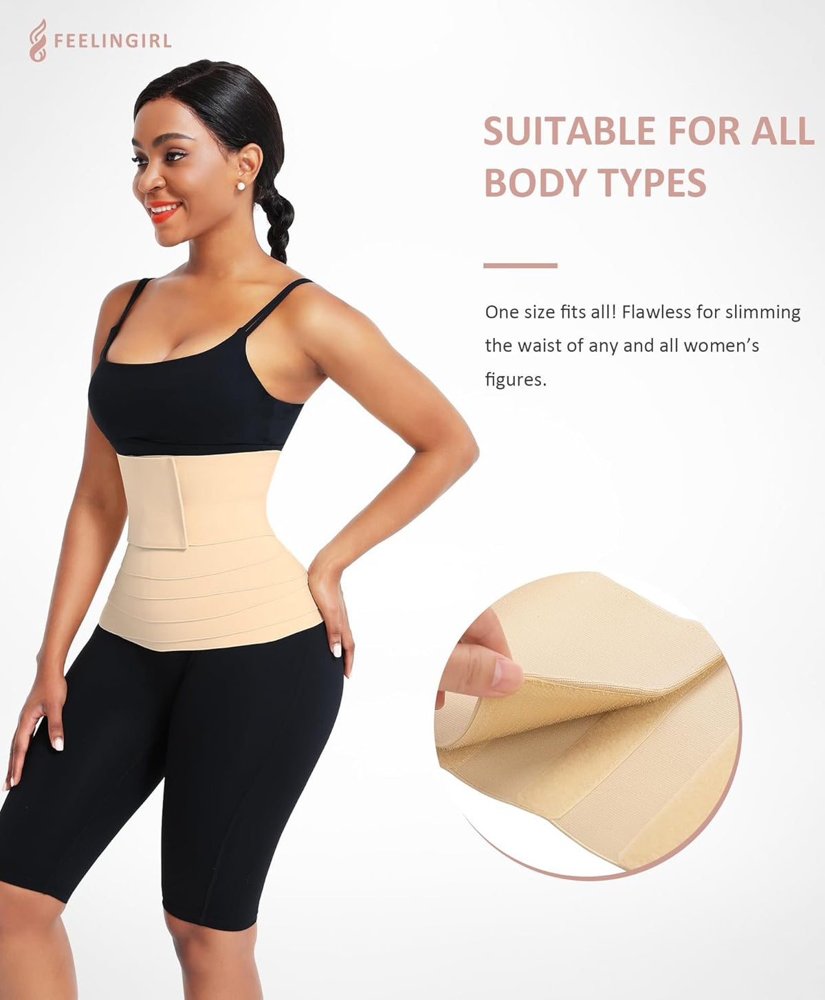FeelinGirl Waist Trainer for Women Bandage Wrap Trimmer Belt Long Torso Tummy Wraps Belly Body
