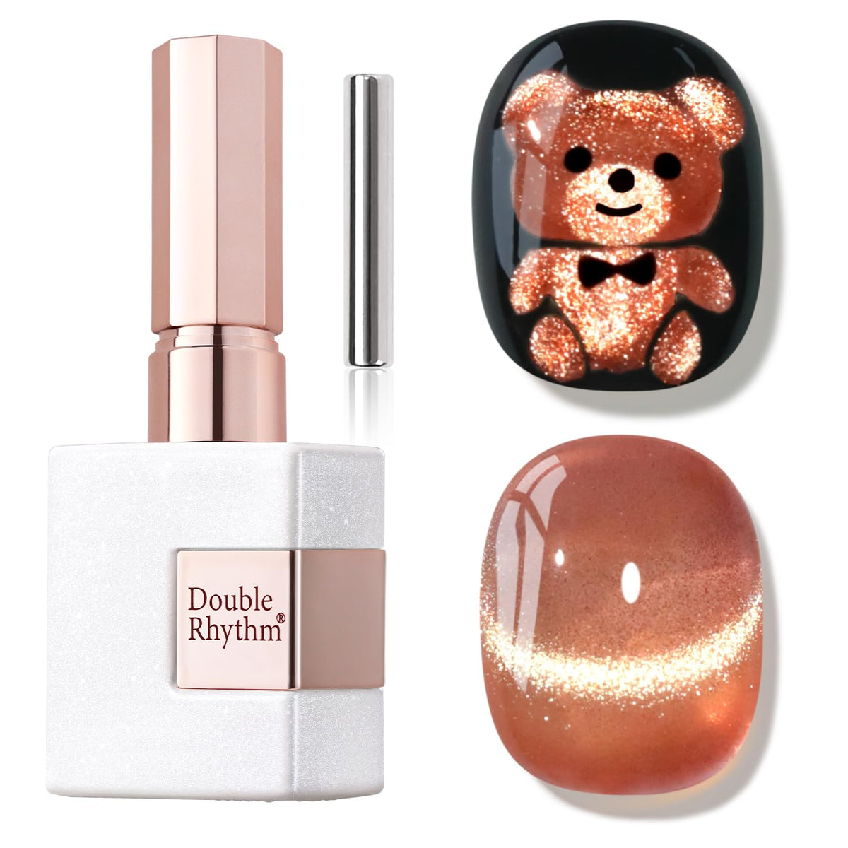 Double Rhythm 15ML Ice Glass Cat Eye Gel Polish with Magnet Holographic Glitter Shimmer Translucent