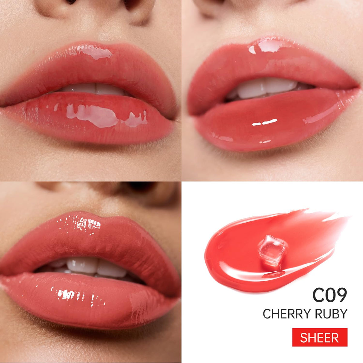 Catkin Lip Plumper Gloss, Tinted Lip Serum with Hyaluronic Acid & Jojoba Oil, Non-sticky Volumizing