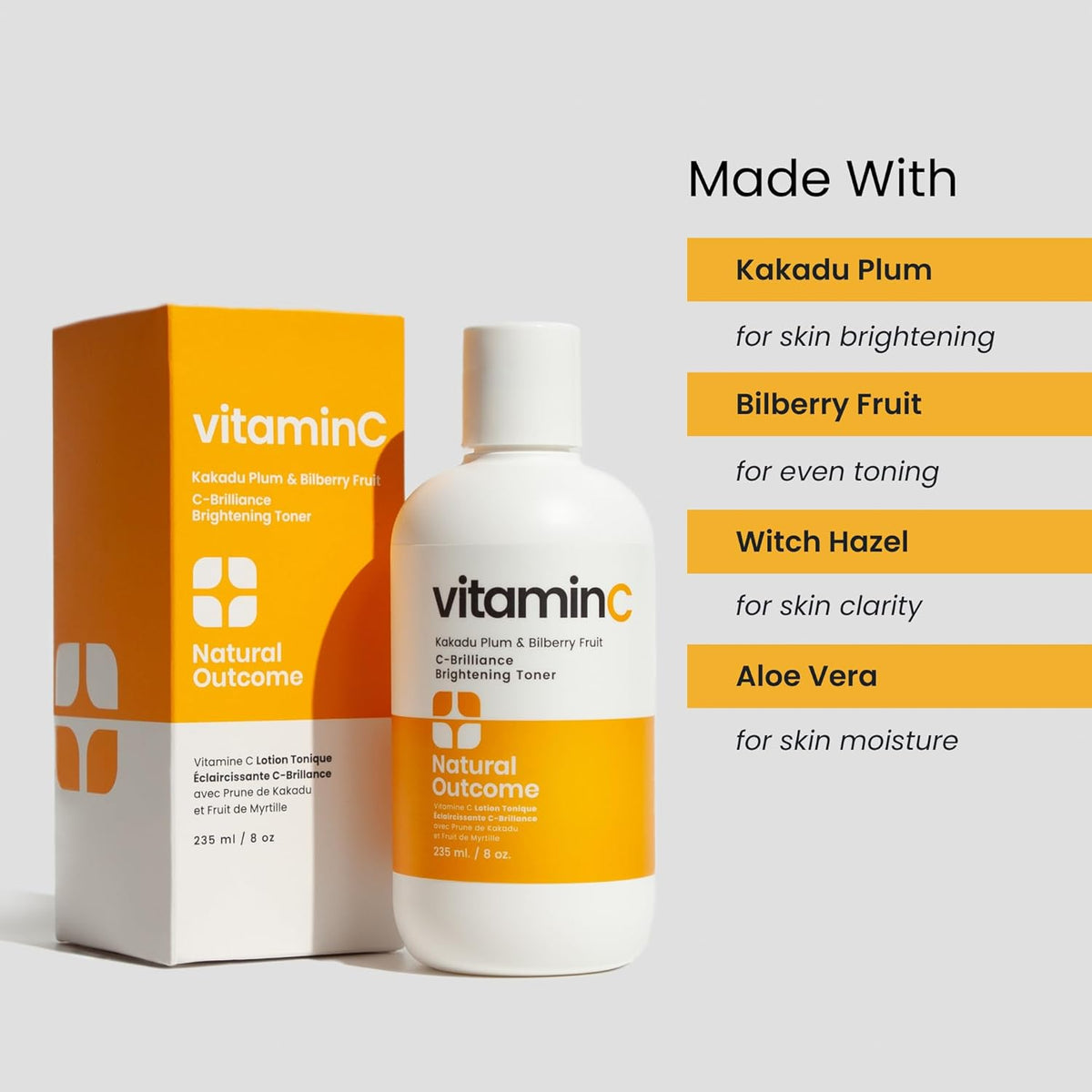 C-Brilliance Vitamin C Toner for Face Daily Witch Hazel Facial Astringent with Kakadu Plum and