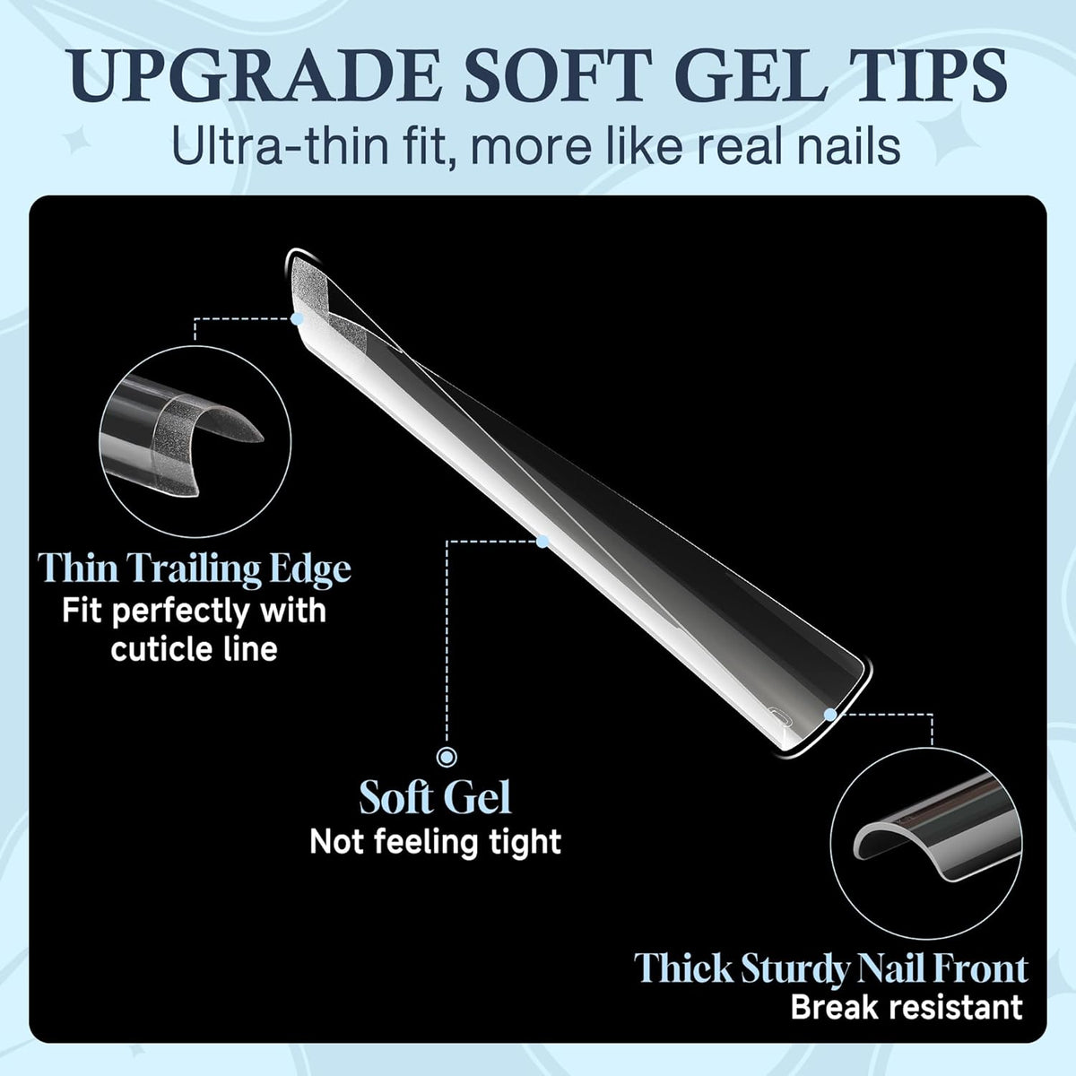 504PCS No C Curve Nail Tips Square XXL Extra Long Tapered Square Nail Tips for Acrylic Nails