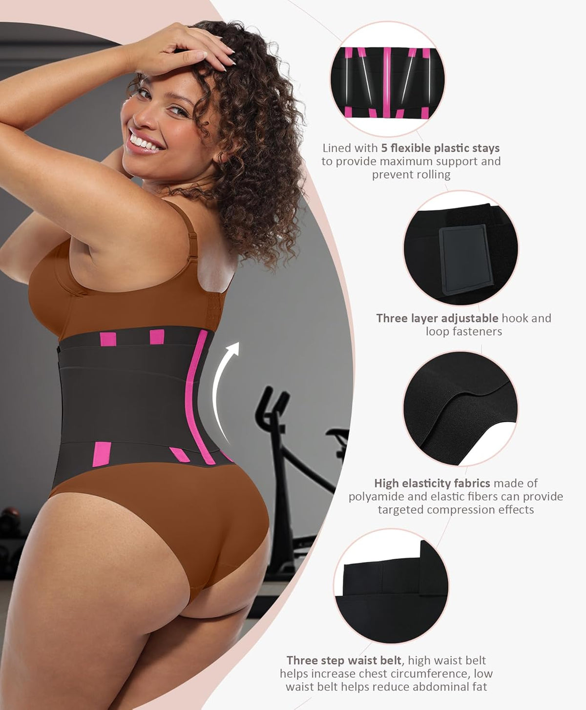FeelinGirl Waist Trainer Belt Waist Cincher Trimmer Ab Belt Tummy Control Body Shaper with Triple