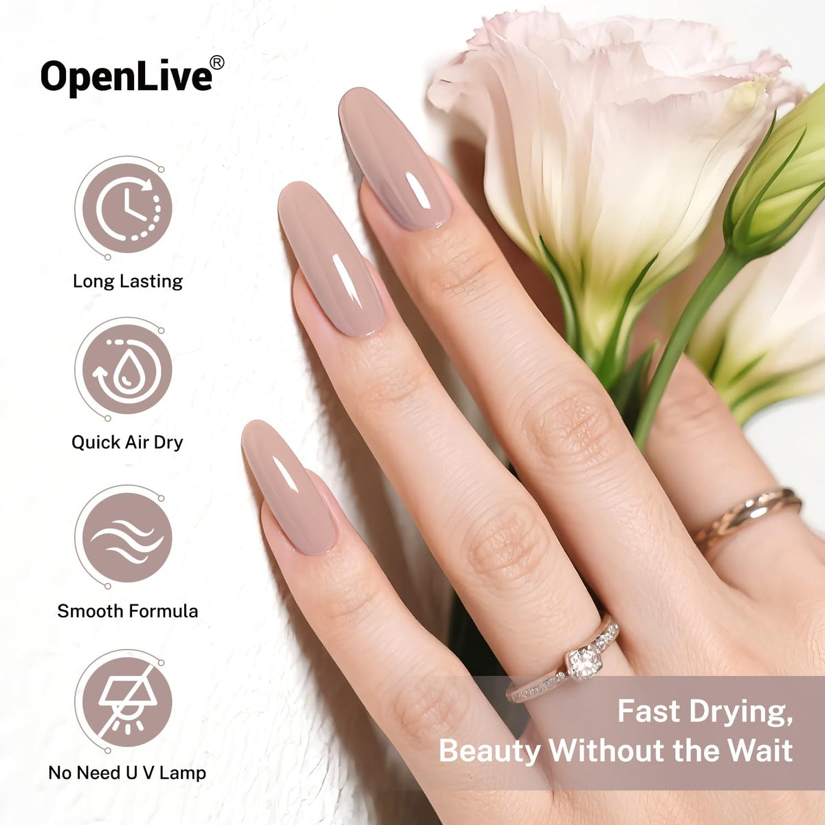 16.5ml Light Brown Nail Polish Large Volume Quick Dry Nail Polish, Long Lasting Shine, Fingernail