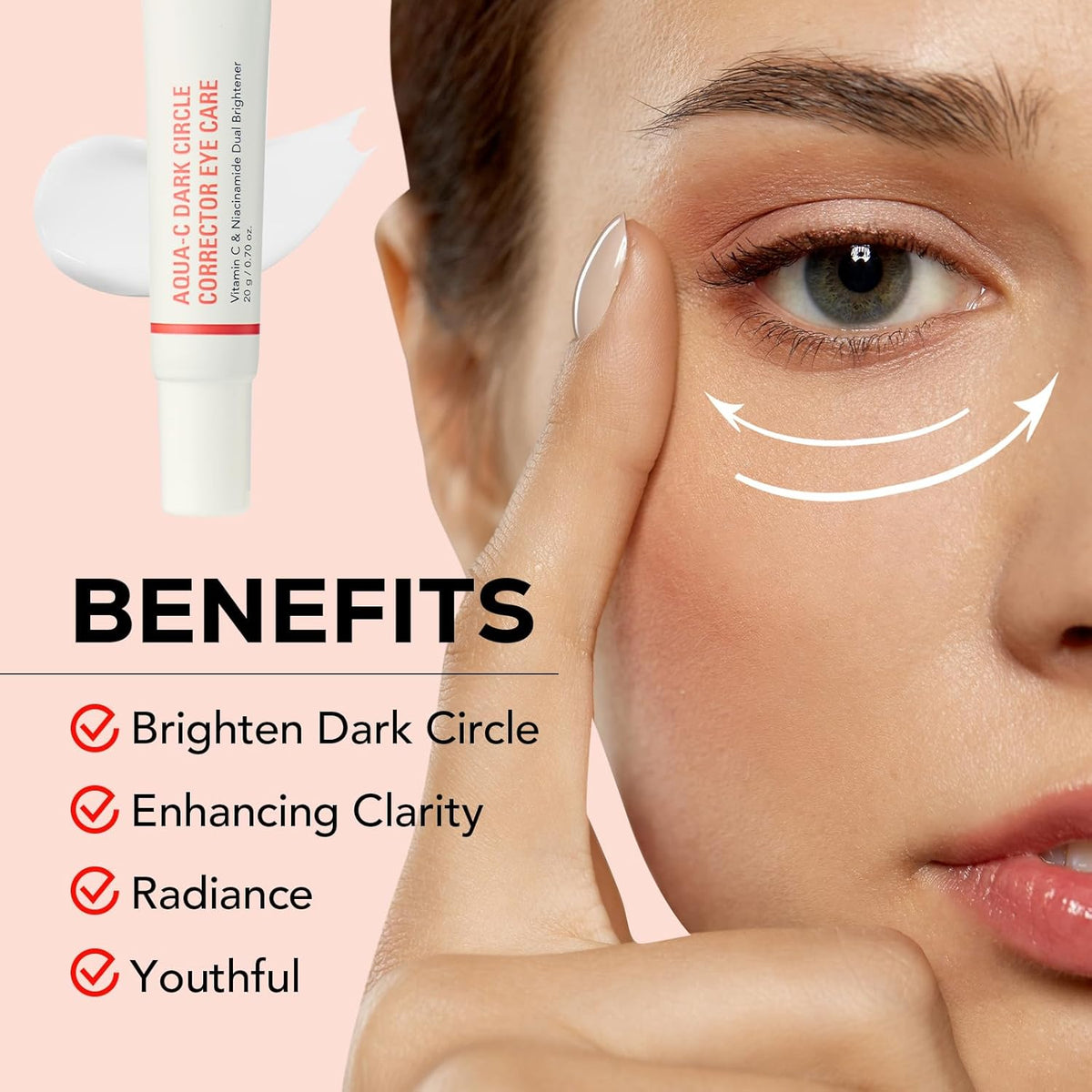 Olivia & Allison Dark Circle Corrector Eye Serum - Vitamin C, Squalane & Niacinamide for