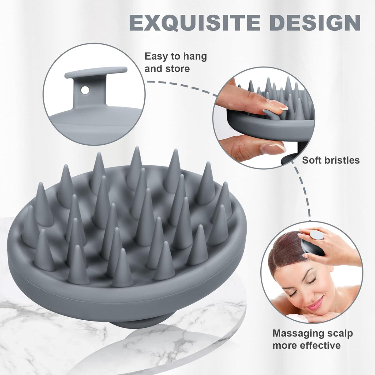 Silicone Scalp Massager, Scalp Scrubber for Hair Growth with Soft Bristles, Scalp Exfoliator Brush
