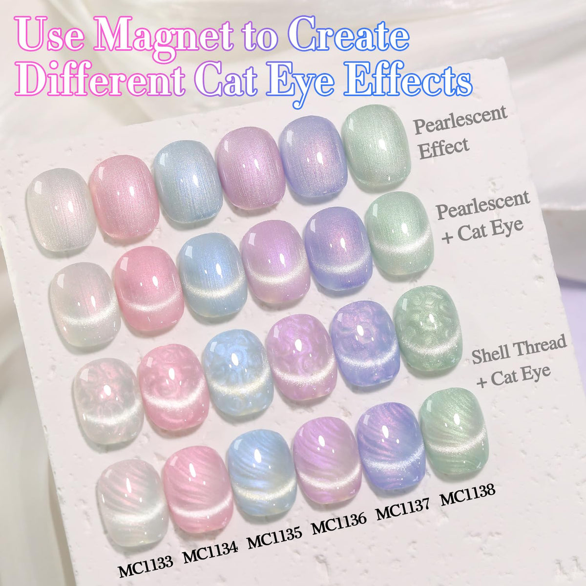 Double Rhythm Cat Eye Gel Nail Polish Set of 6 Same Color Same Bottle 0.5 Oz Shimmer Glitter with