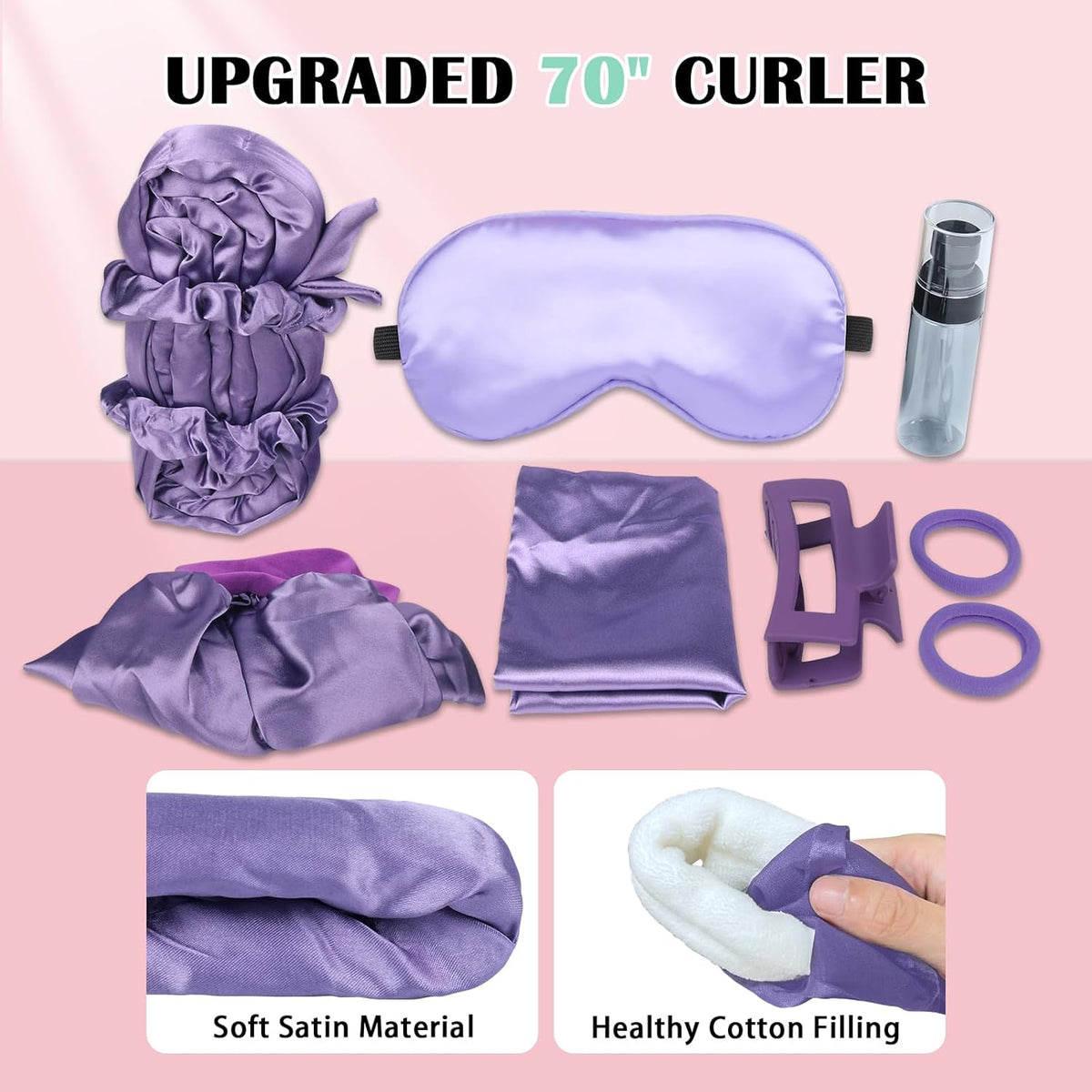 Satin Heatless Curls Overnight Hair Curlers to Sleep In Hair Curler Rollers No Heat Hair Wrap for