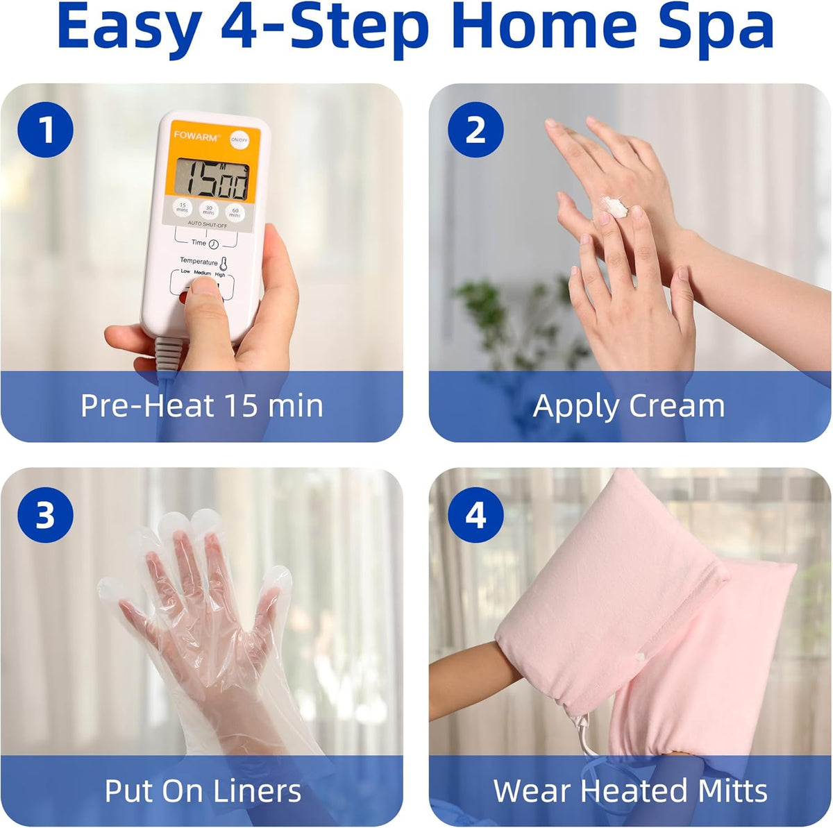 Electric Hand Warmer, Heated Beauty Mitts, 3-Temp Levels & Timer, Digital Display, 7x10 Heated