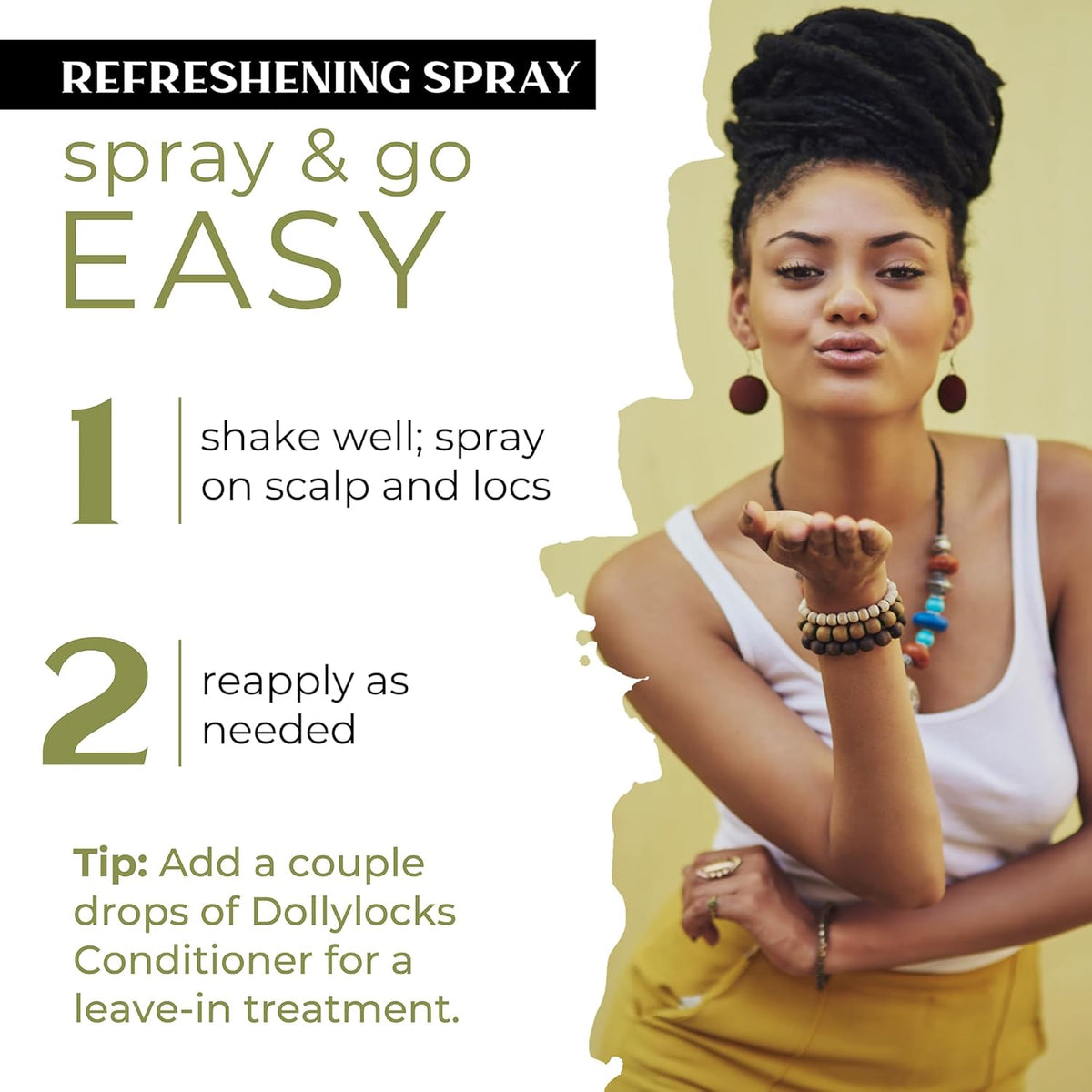Dollylocks Refreshening Spray – Residue-Free Dreadlock & Loc Moisturizer Spray, Plant Based