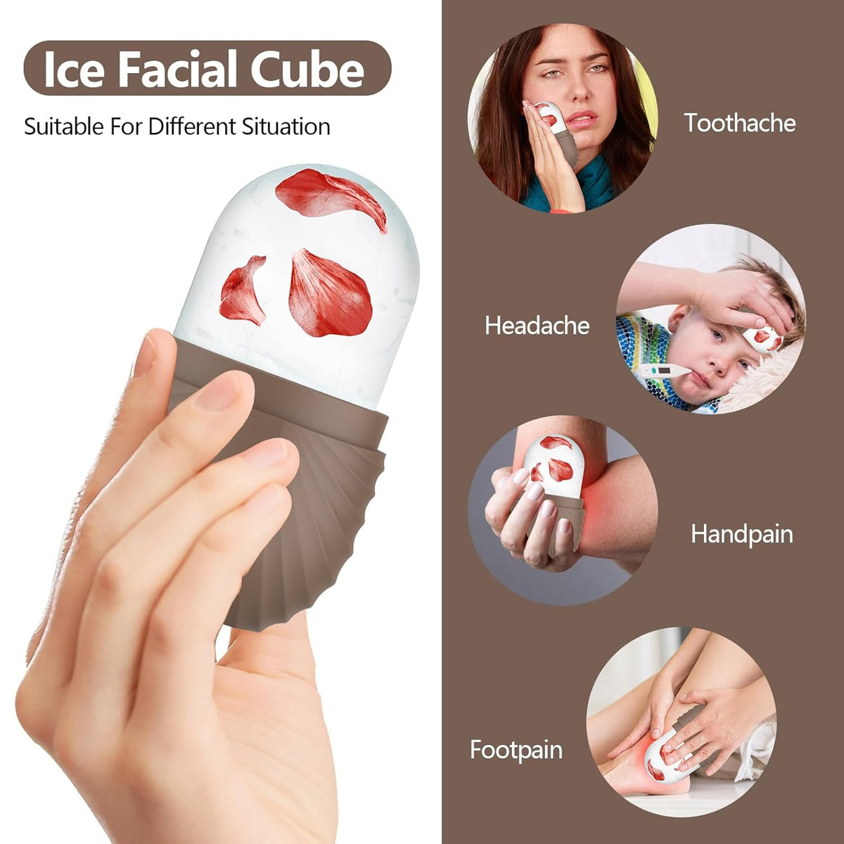 Ice Roller for Face and Eye, Silicone Ice Facial Roller Ice Holder, Face Ice Mold Skin Care, Face