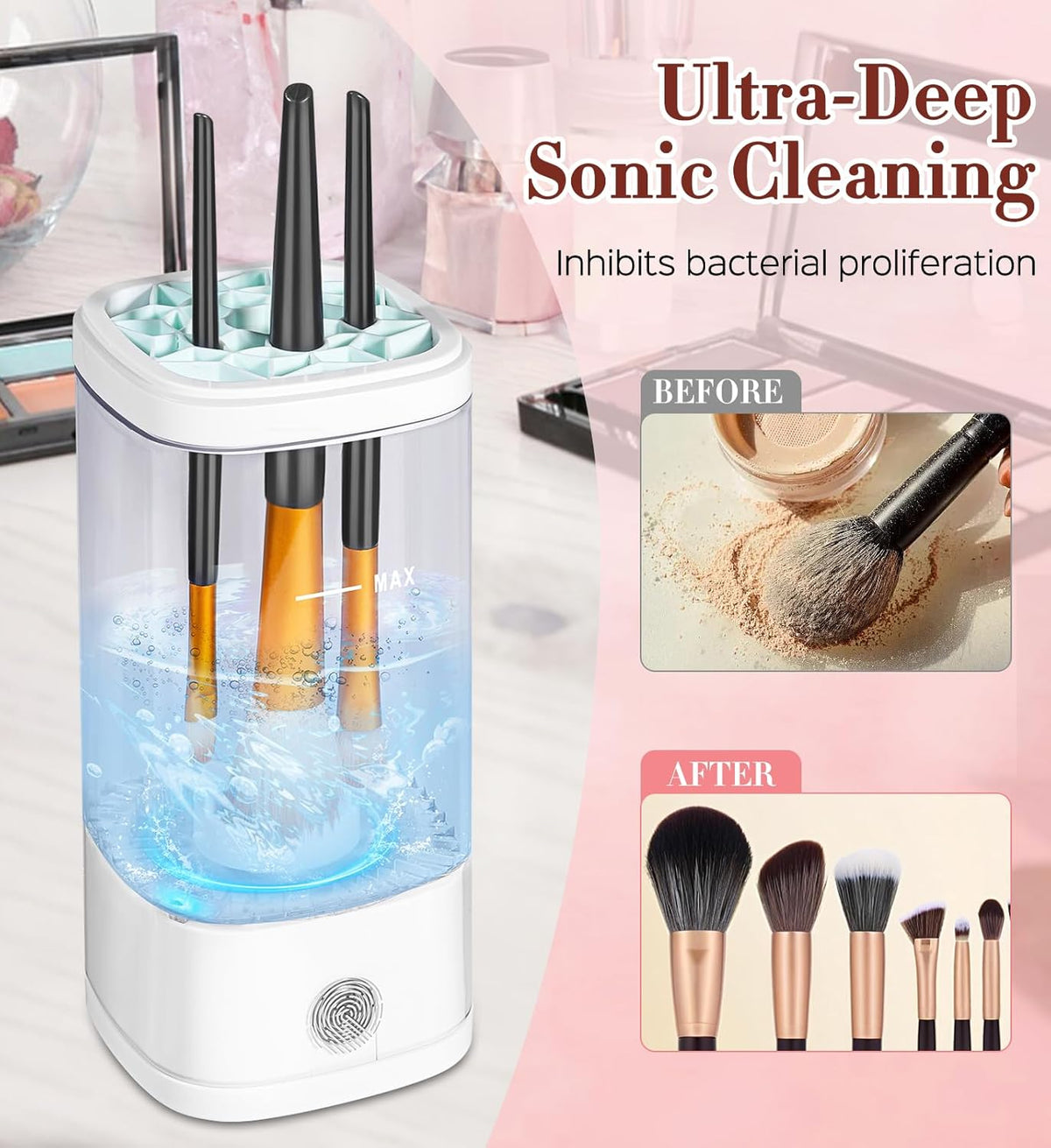 Electric Makeup Brush Cleaner, 7000 RPM Makeup Brush Cleaner Machine, Efficient Automatic Portable