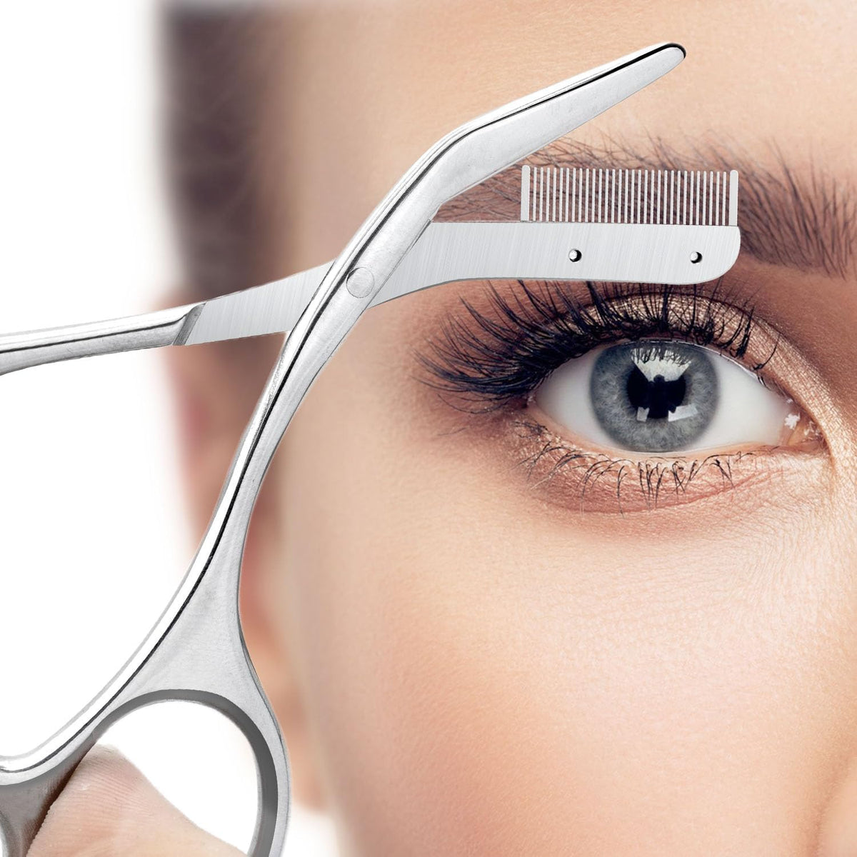 Eyebrow Scissors with Comb, Stainless Steel Facial Grooming Scissors Kit, Professional Precision