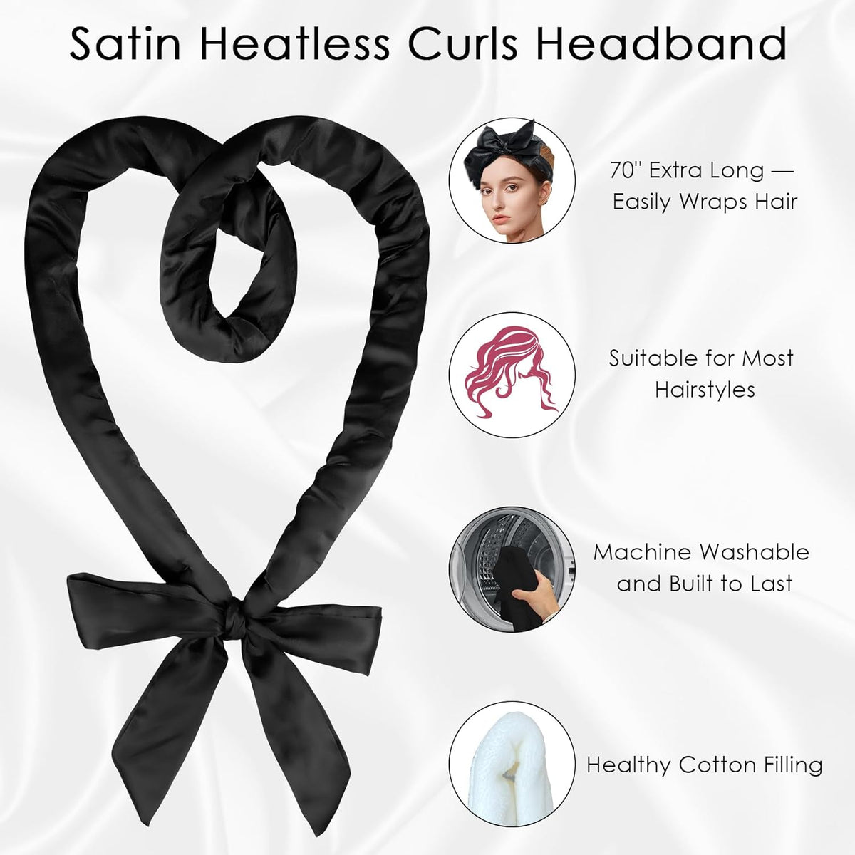 weiwei Satin Heatless Curlers Hair Curler, No Heat Curls Overnight Hair Curlers to Sleep In