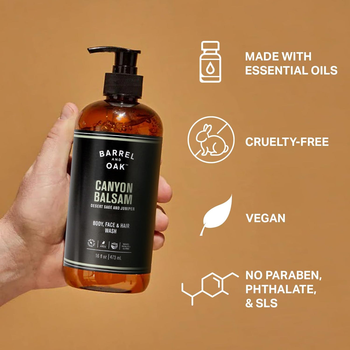 Barrel & Oak All-in-One Wash for Face, Hair, & Body, Vegan & Hydrating Face, Shampoo and Body Wash