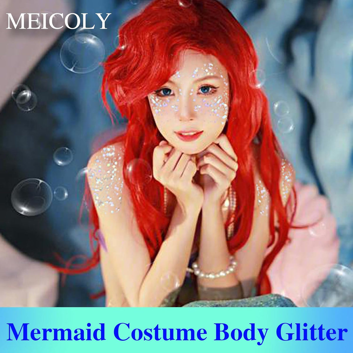 MEICOLY Chameleon Iridescent White Body Glitter,Chunky Face Glitter Paint Ice Themed Aerial