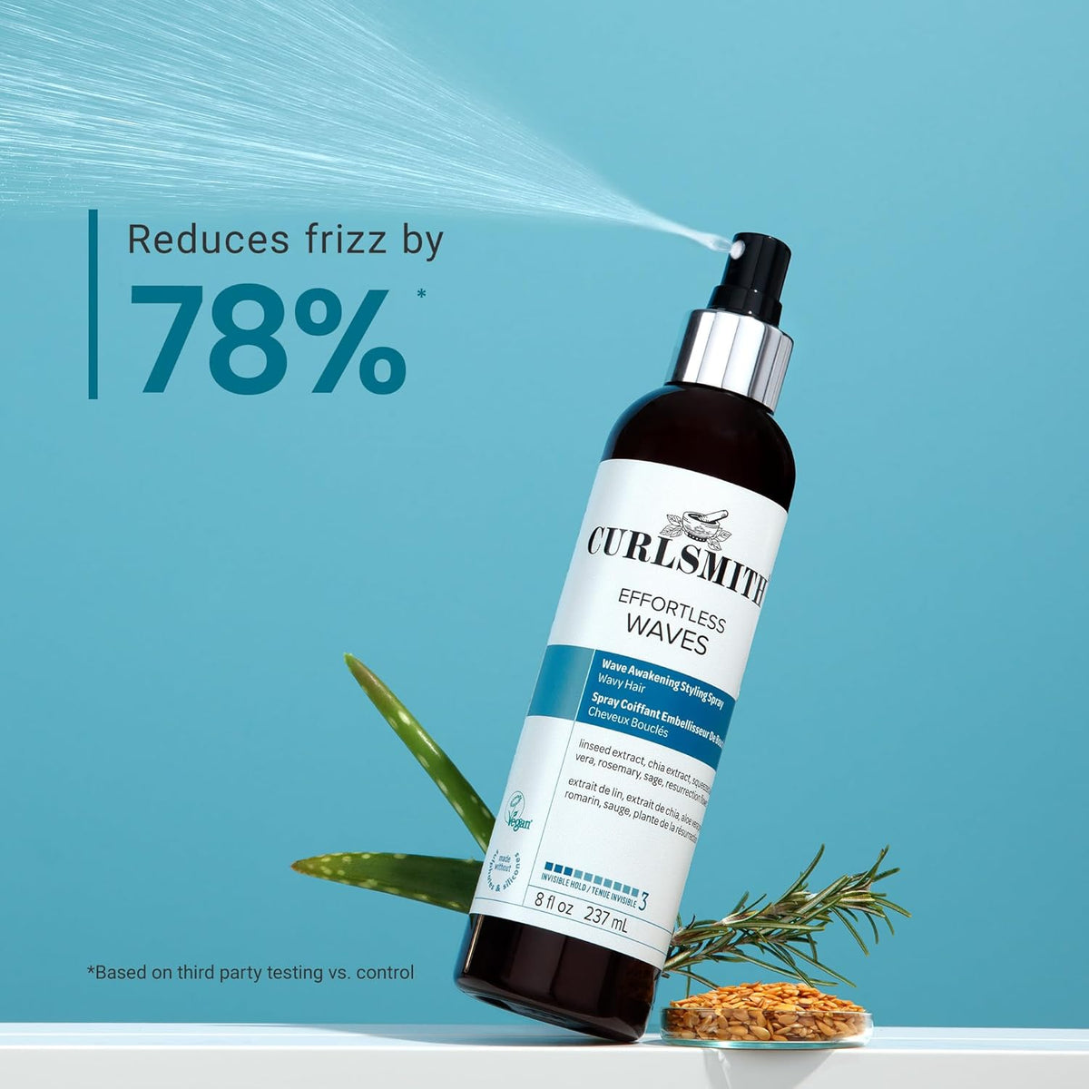 CURLSMITH - Effortless Waves Styling Spray, Lightweight and Moisturising, Reduce Frizz, Natural