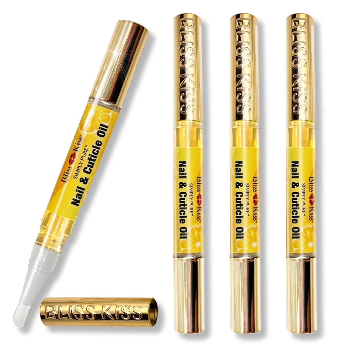 Bliss Kiss | Crisp Fragrance 4 Nail Oil Cuticle Pens w/Vitamin E & Jojoba⏤Nail Strengthener Nail