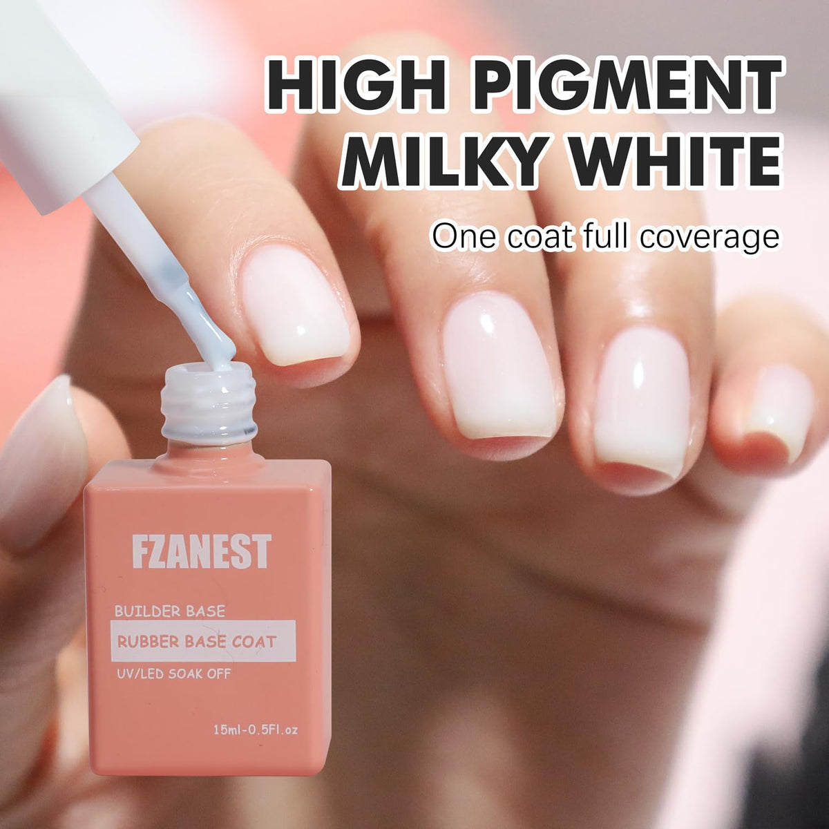 FZANEST Builder Gel for Nails, Milky White Gel Polish Rubber Base For Nails Strengthener Extension