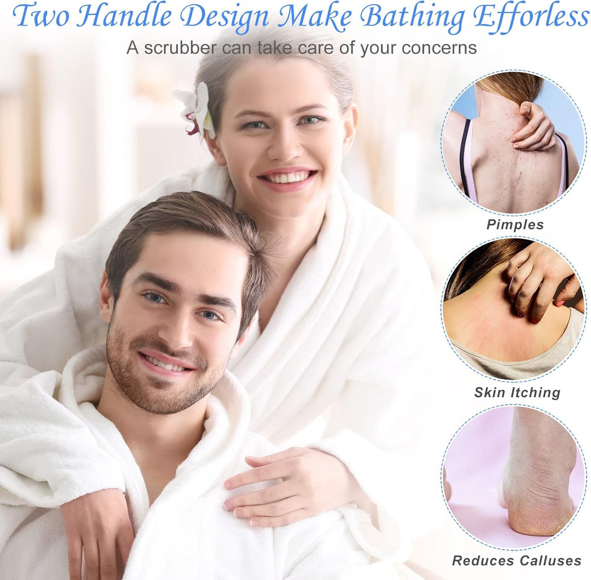 Moukeren Exfoliating Back Scrubber with Handles 4 Pack Nylon Back Exfoliator Extended Length