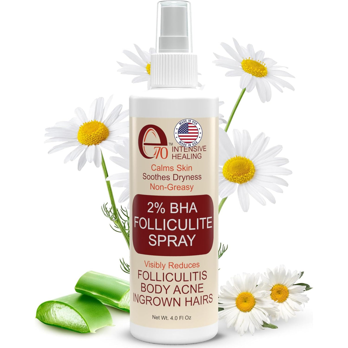 Folliculitis Treatment 2% BHA Body Spray - Salicylic Acid with Tea Tree Oil & Aloe Vera - Spray
