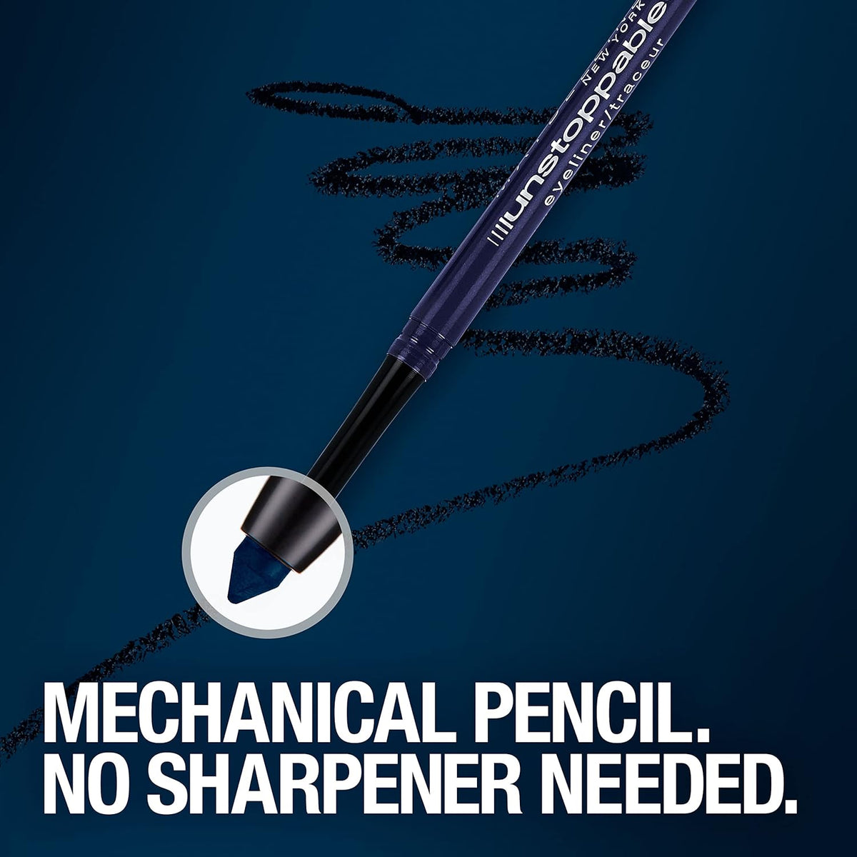 Maybelline Unstoppable Waterproof Mechanical Brown Eyeliner Pencil, Easy to Apply, Smooth Glide, Up