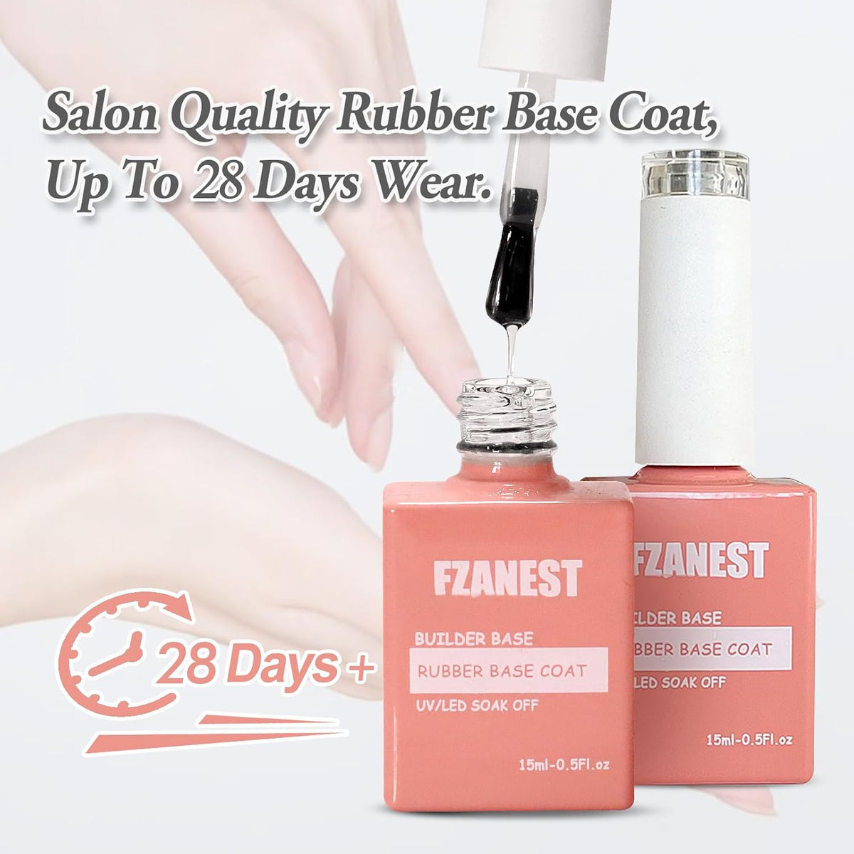 FZANEST Hema Free Rubber Base Builder Gel For Nails, Rubber Base Coat for Nail Strengthen Apex
