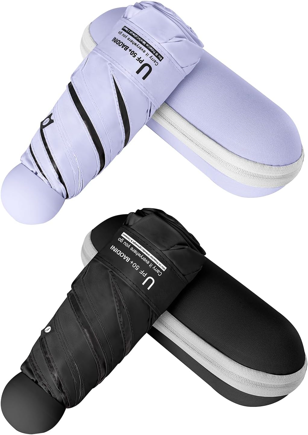 BAODINI Travel Essentials Mini Umbrella for Purse With Case Small Compact UV Sun Protection