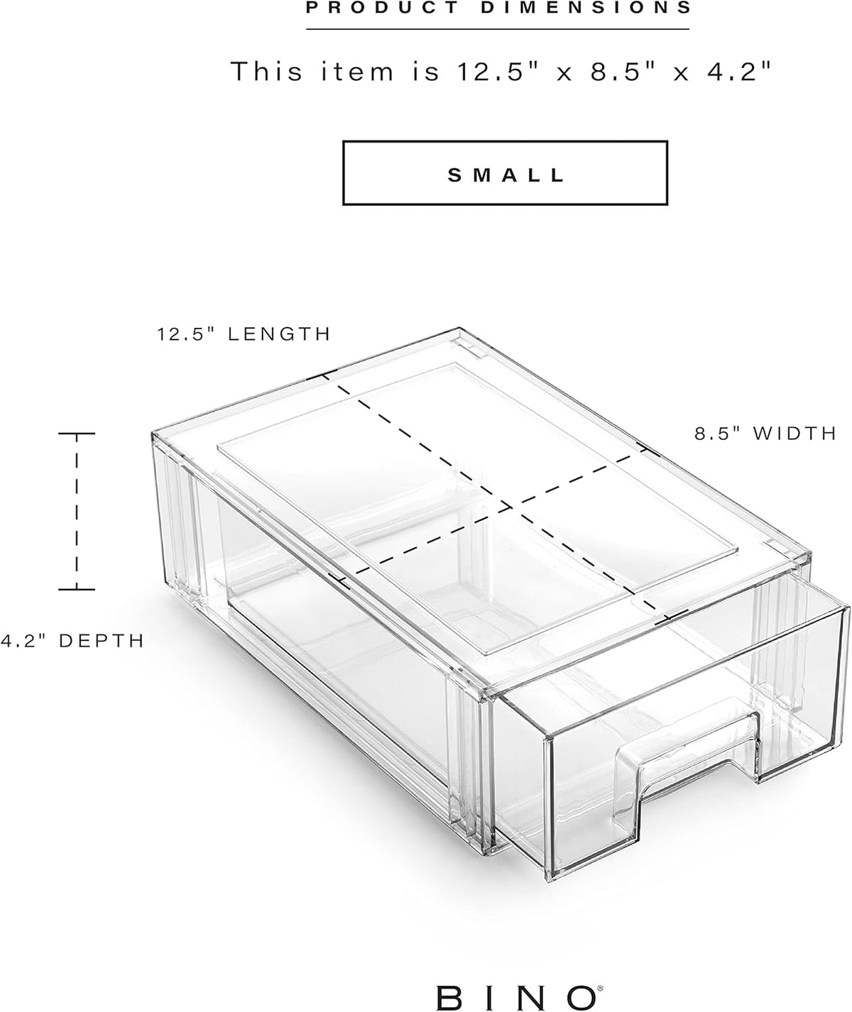 BINO | Stackable Storage Drawers, Small - Clear | THE CRATE COLLECTION | Storage Bins With Drawers