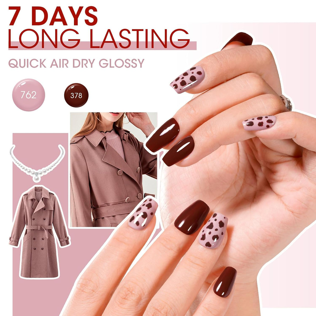GELLEN Nail Polish Set, Nude Red Brown Quick Dry Traditional Regular Nail Polish Fall Winter 6