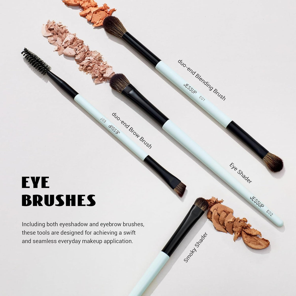 Jessup Makeup Brush Set 6pcs Double Sided Makeup Brushes Foundation Contour Blush Highlight
