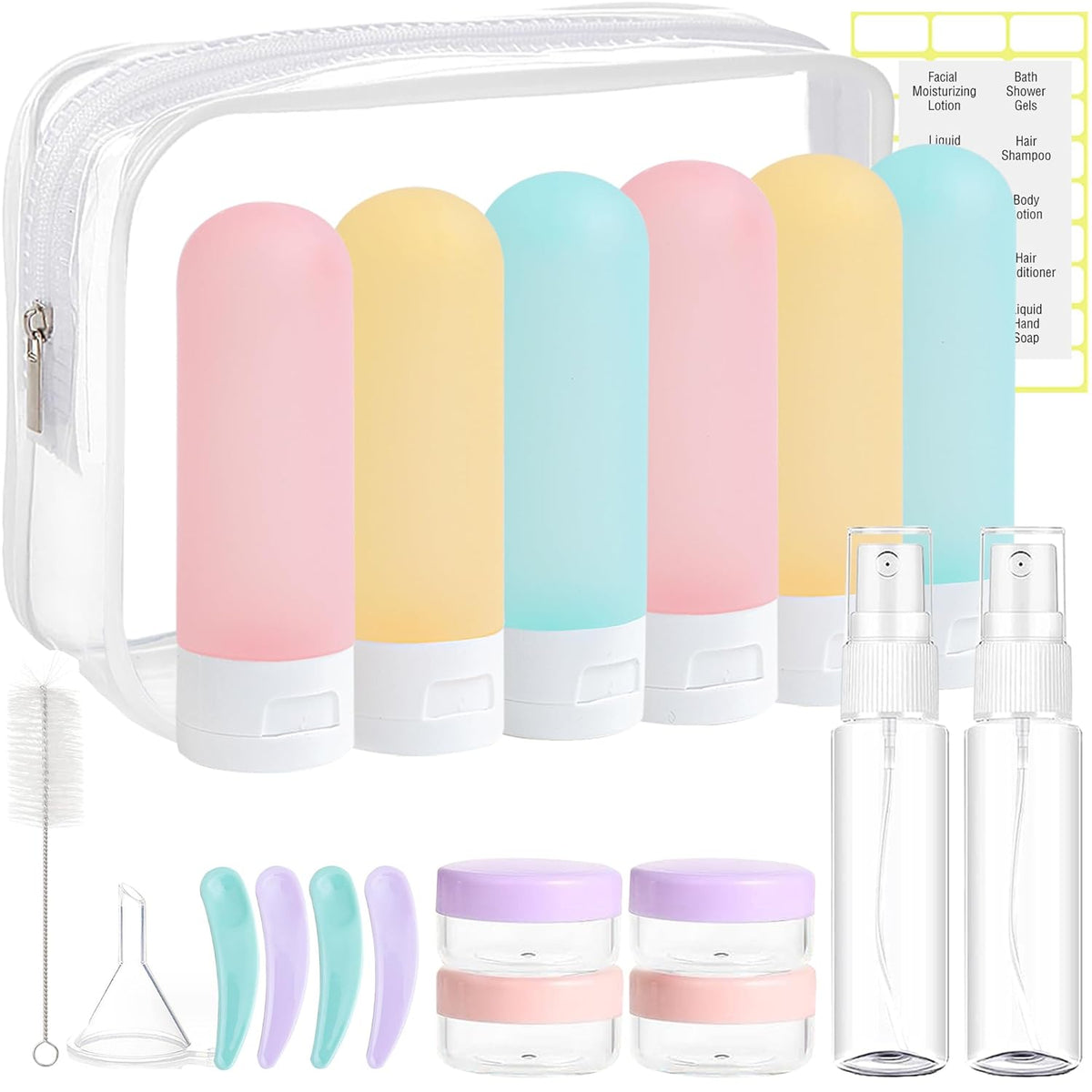 20 Pack Travel Bottles Set for Toiletries TSA Approved, Leak Proof Travel Size Containers Kit