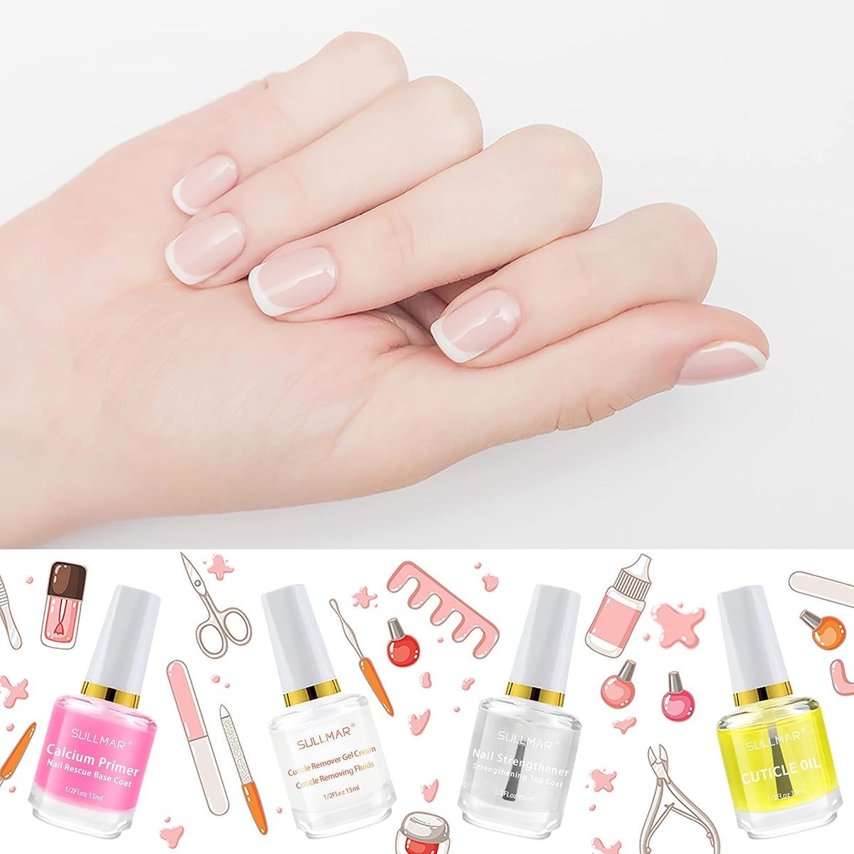 4in1 Nail Hardener Nail Strengthener Nail Rescue Calcium Primer for Thin Nails Growth Nail Repair