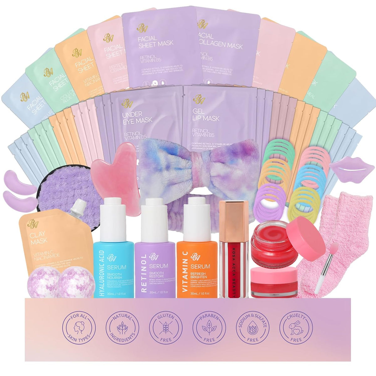 Face Sheet Masks Pack, 55 Pcs Skin Care Kit, Spa Kit Gift for Women, Real Deep Hydrogel Collagen