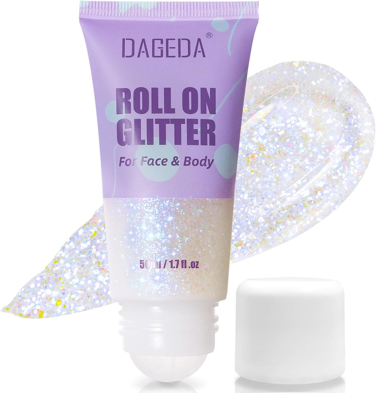 DAGEDA Roll-on Body Glitter,Holographic Eye Face Hair Glitter Gel for Festival Outfit Mermaid