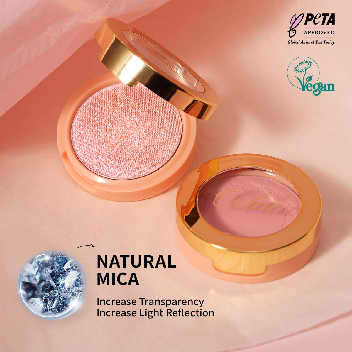 Oulac Holo Highlighter Blush Eyeshadow 2in 1| Intense Subtle Shimmery Blush Creamy Texture|