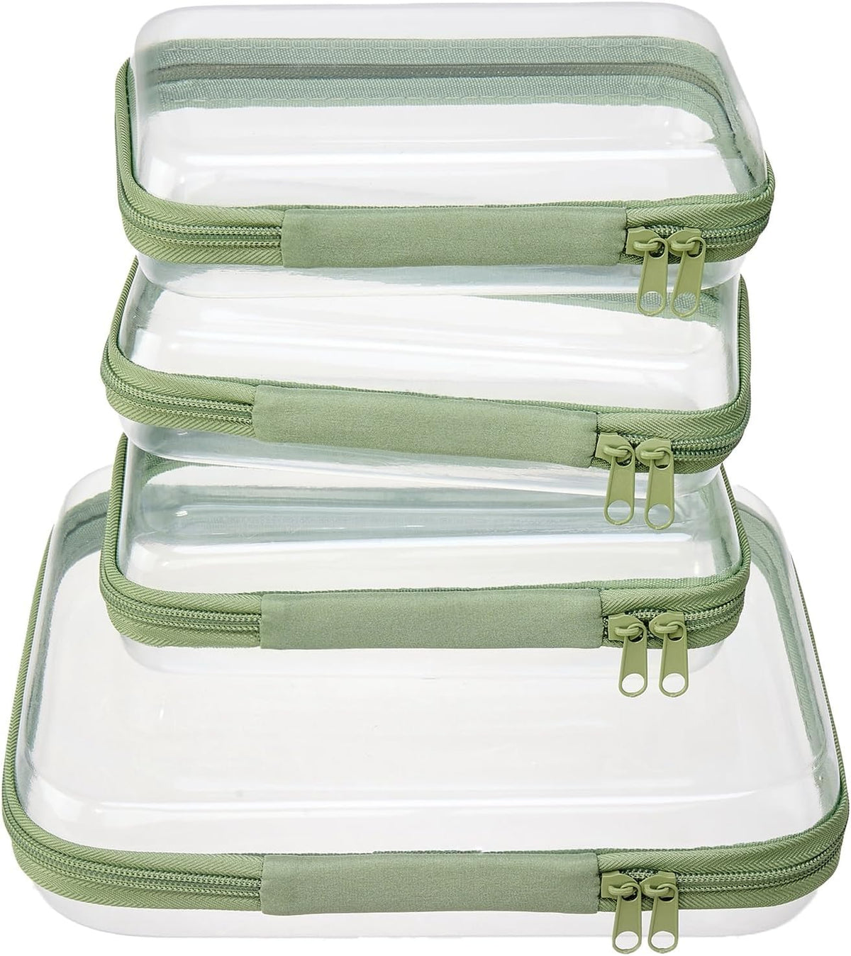 4 pcs Clear Zipper Pouches,Hard Shell Zipper Case, Toiletry Bag for Travel, CLear Diaper Bag