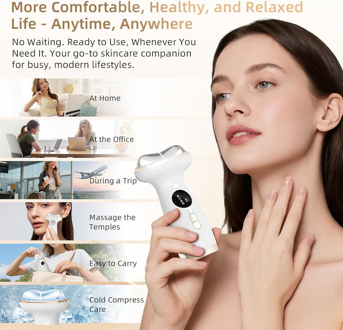 Cold Heat Facial Massager with Red Light Therapy, 7-in-1 LED Gua Sha Sculptor, Microcurrent