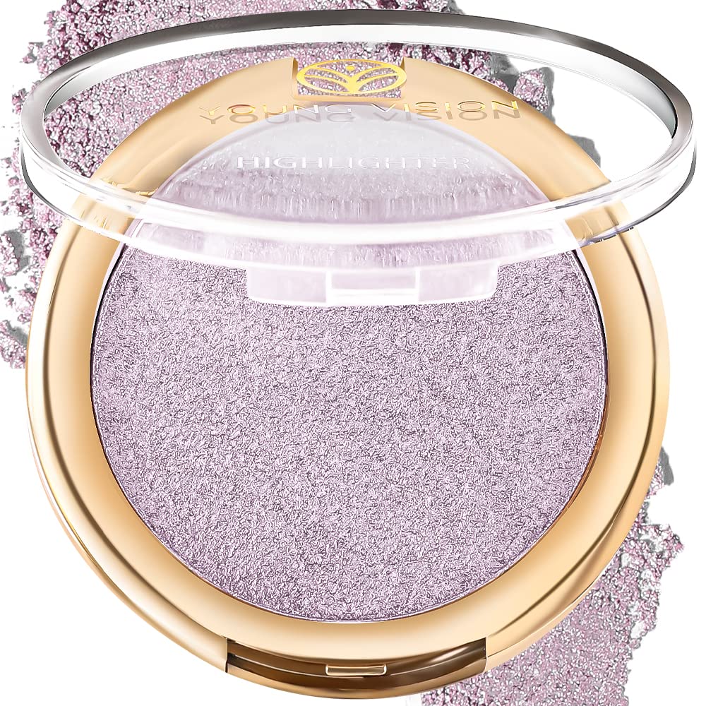 YOUNG VISION Pressed Powder Highlighter, Baked Natural Glow Contour Powder & Face Highlighter