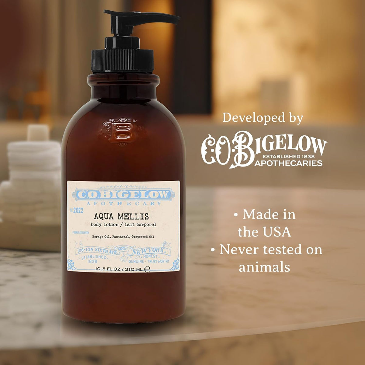 C.O. Bigelow Aqua Mellis Body Lotion, Iconic Collection Moisturizing Body Lotion with Shea Butter