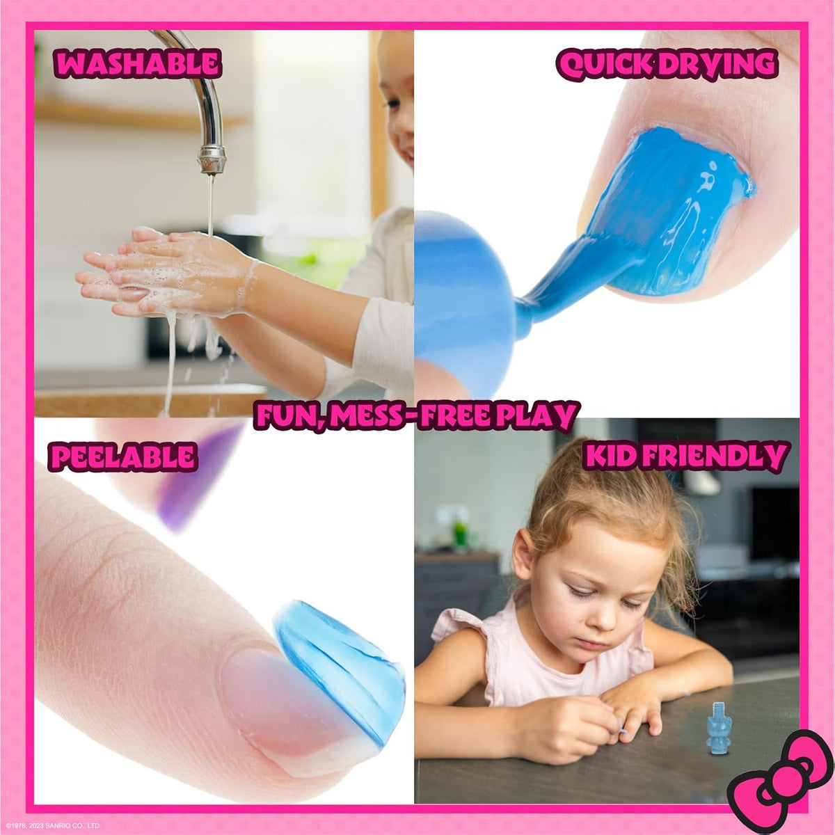 Townley Girl Hello Kitty 8 Pack Non-Toxic Peel-Off Shimmer and Opaque, Water-Based Safe Nail Polish