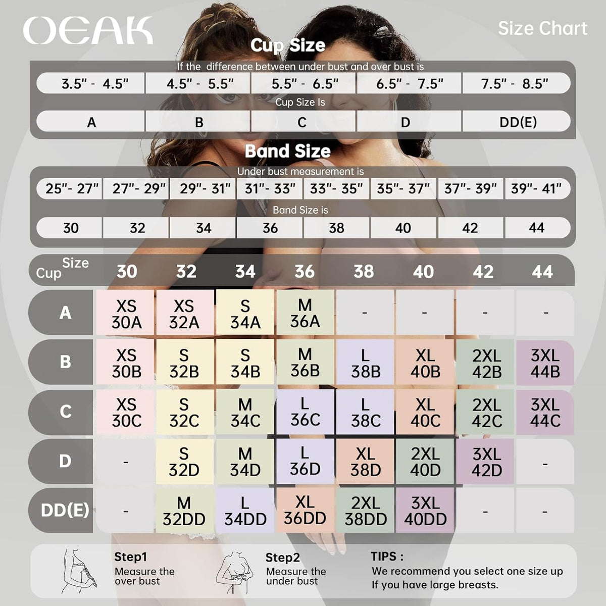 OEAK Womens Deep V Bras Wireless Comfortable Bra Supportive No Underwire Bras Tshirt Push Up