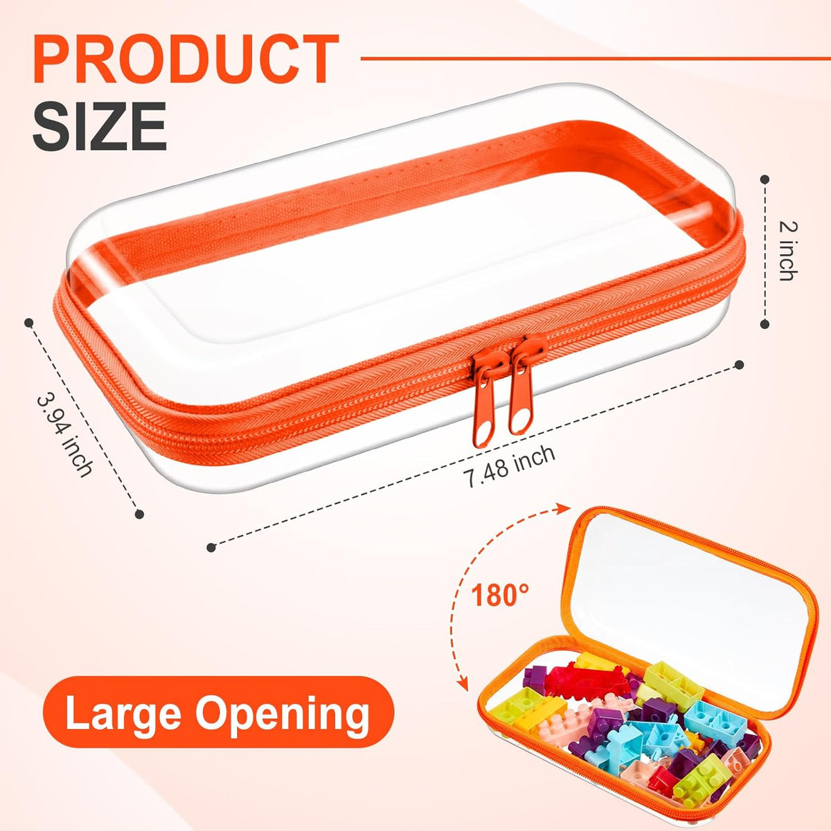 Hoolerry 4 Pcs Hard Clear Zipper Case Makeup Bags Plastic Pencil Pouch Transparent Storage Box
