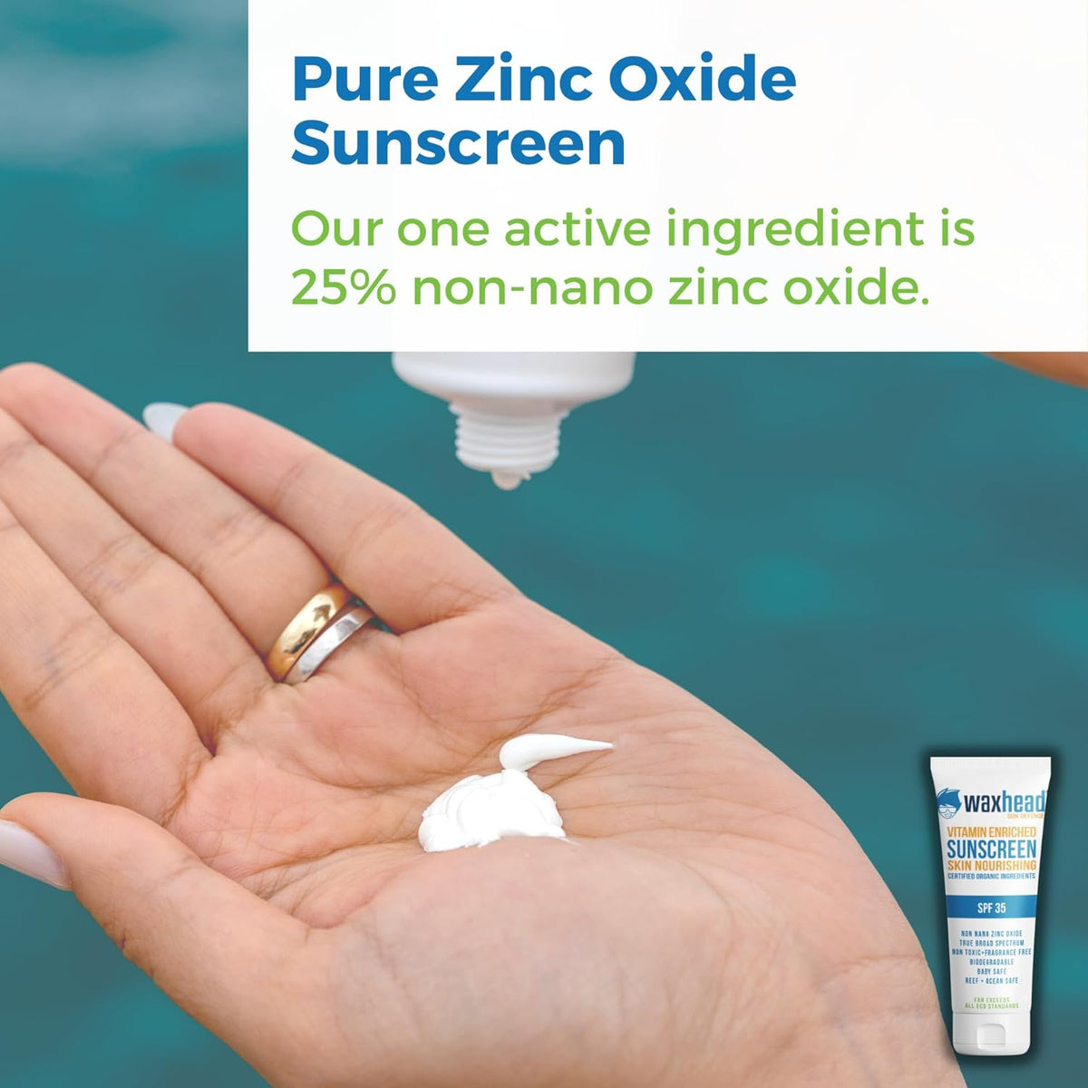 Waxhead Non-Nano Zinc Oxide Sunscreen, EWG Sunscreen with Zinc Oxide for Face + Body, Mineral