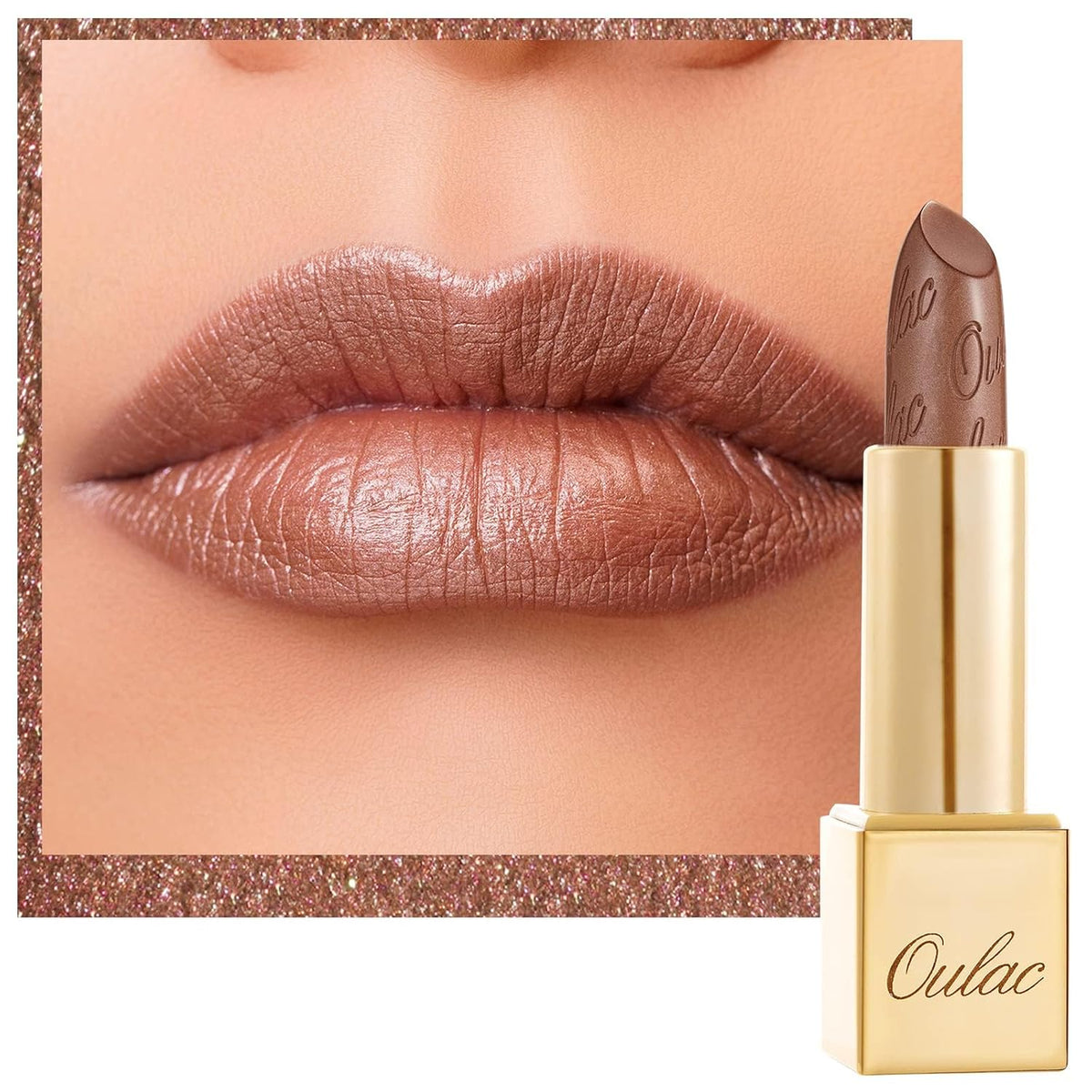 Oulac Brown Lipstick for Women with Metallic 3D Shine Lightweight Hydrating Formula, High Impact