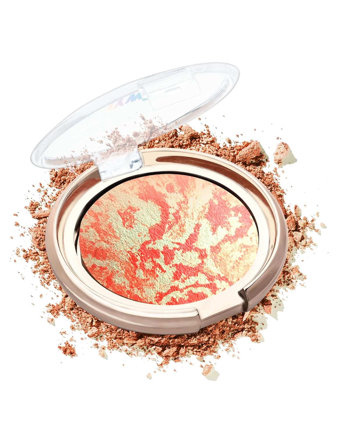 Baked Blush,Glow Marbleized Blusher Powder Palette,Lightweight Shimmery Blusher for