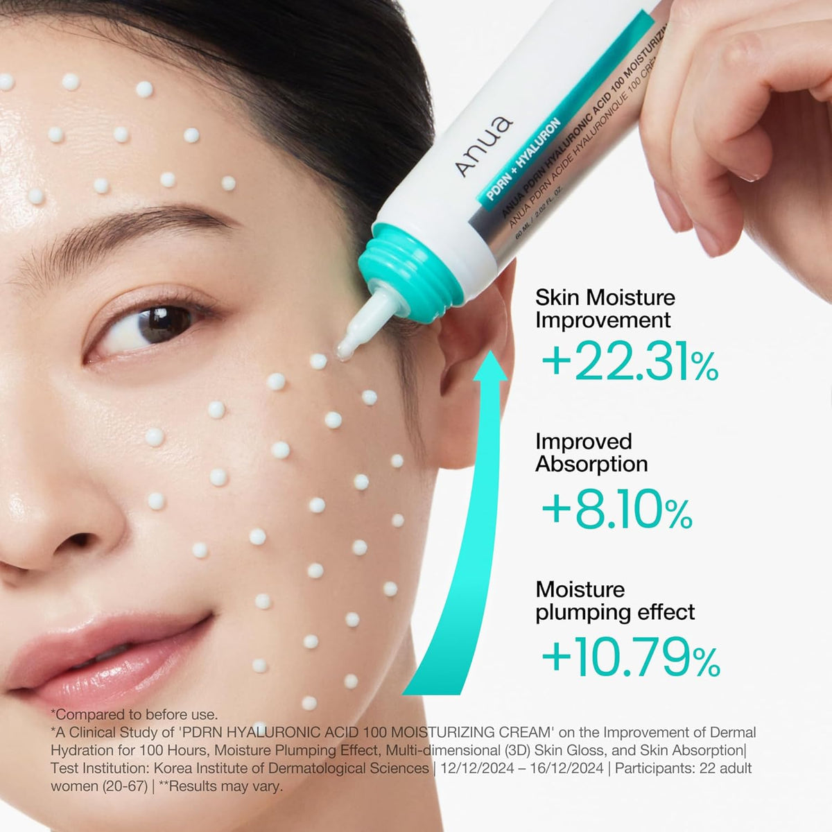 ANUA PDRN Hyaluronic Acid 100 Moisturizing Cream, Lightweight Hydrating Moisturizer with Salmon