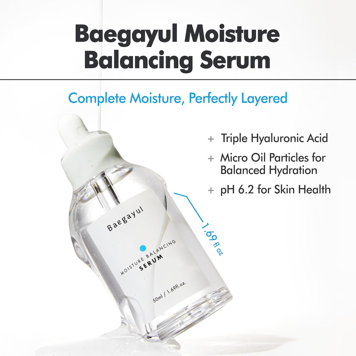 Moisture Balancing Serum - Hydrating & Soothing with Hyaluronic Acid and PHA, Botanical Moisturizer